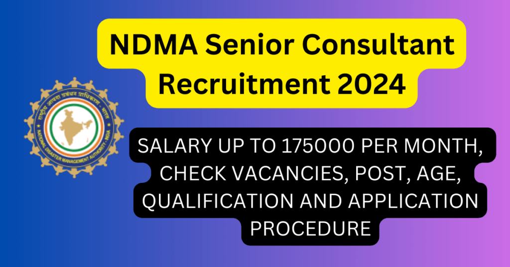 "ndma senior consultant recruitment 2024", "disaster management jobs", "high salary government jobs in india", "ndma careers", "environmental science vacancies", "civil engineering government positions", "disaster mitigation consultant jobs", "ministry of home affairs recruitment", "ndma job application procedure", "senior consultant qualifications ndma", "government consultant positions", "disaster management job salary", "national disaster management authority vacancies", "ndma new delhi jobs", "master's degree government jobs", "emergency management careers", "senior consultant age limit ndma", "disaster response employment opportunities", "ndma contract basis jobs", "disaster management project management careers"