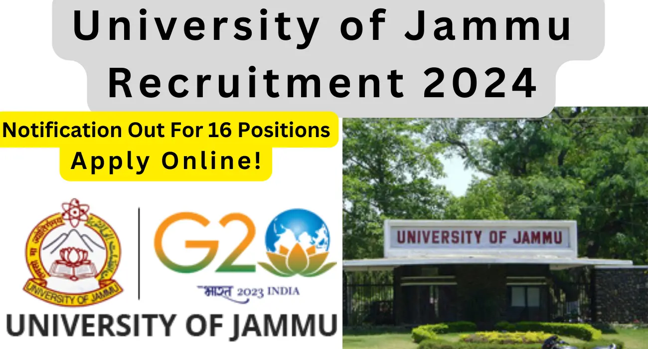 University of jammu campus highlighting the recruitment banner for various positions.